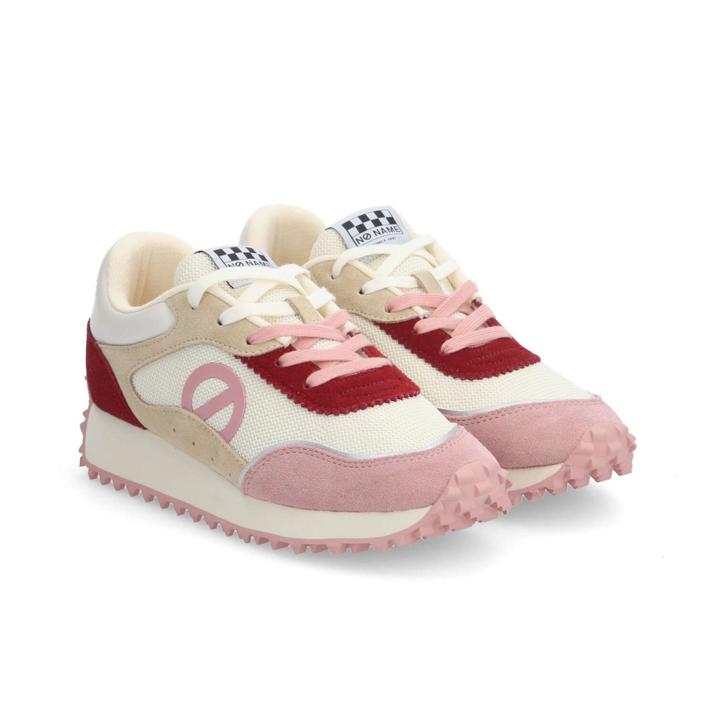 PUNKY JOGGER W - KNIT/SUEDE/SUED - BIANCO SPORCO/ROSA/ROSSO